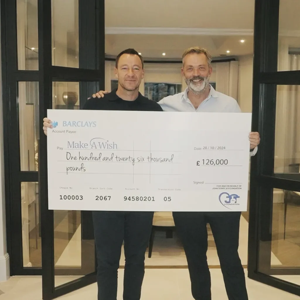 Presenting donation to Make-A-Wish UK