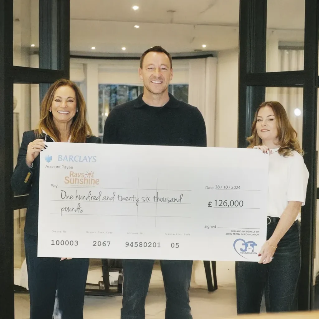 John Terry presenting donation to the Rays of Sunshine charity